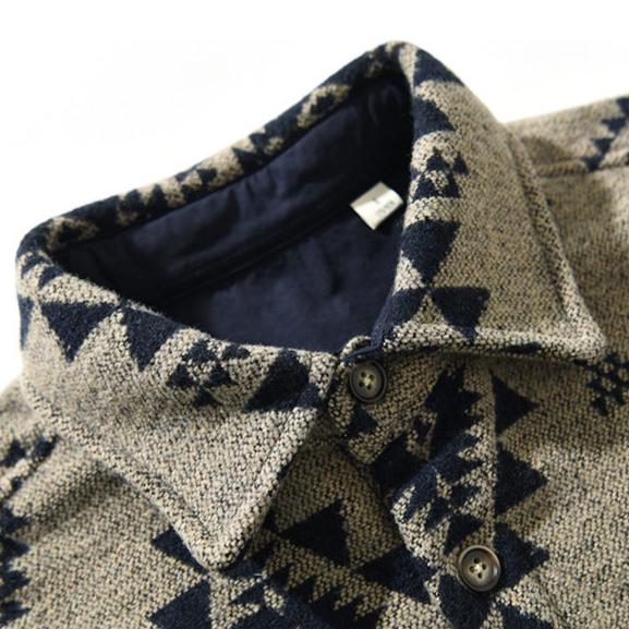 Retro Jacquard Wolljacke